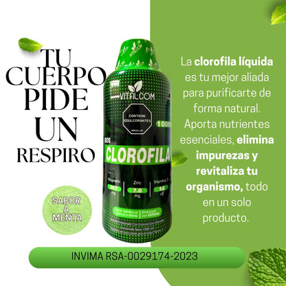 Clorofila Líquida Vitalcom 1000 ml – Más Salud, Más Potente, Más Natural
