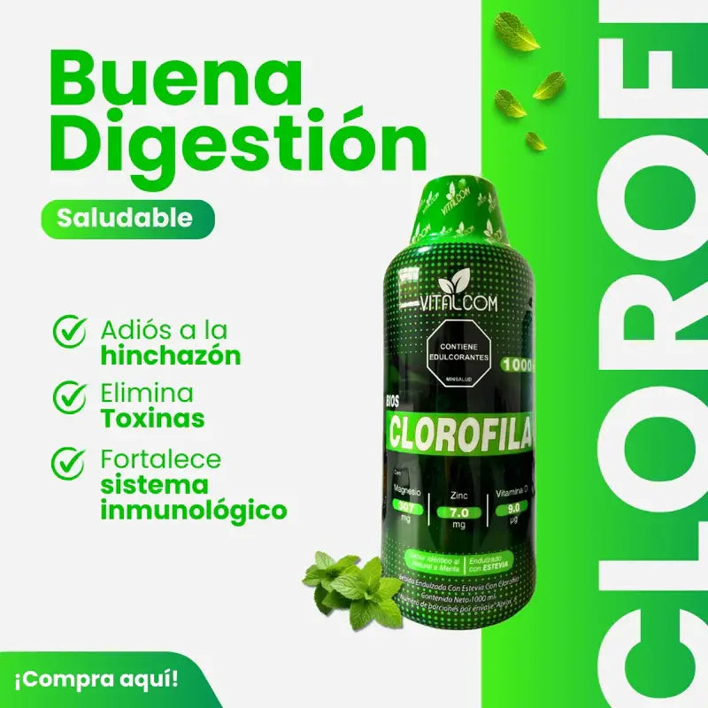 Clorofila Líquida Vitalcom 1000 ml - Desintoxica. Refresca. Energiza.