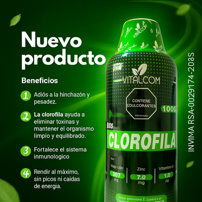 Clorofila Líquida Vitalcom 1000 ml - Desintoxica. Refresca. Energiza.