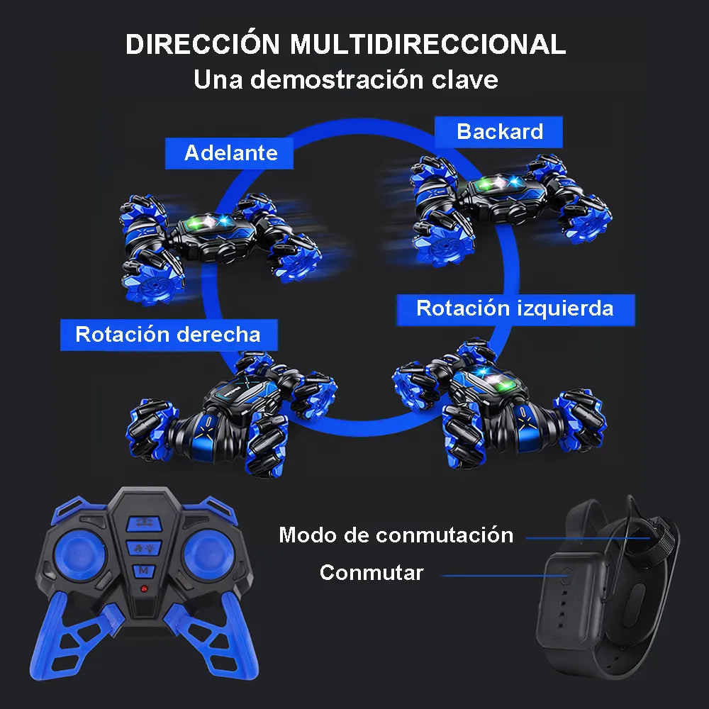 🚗 Auto Acrobático 4x4 con Control por Gestos, Luces