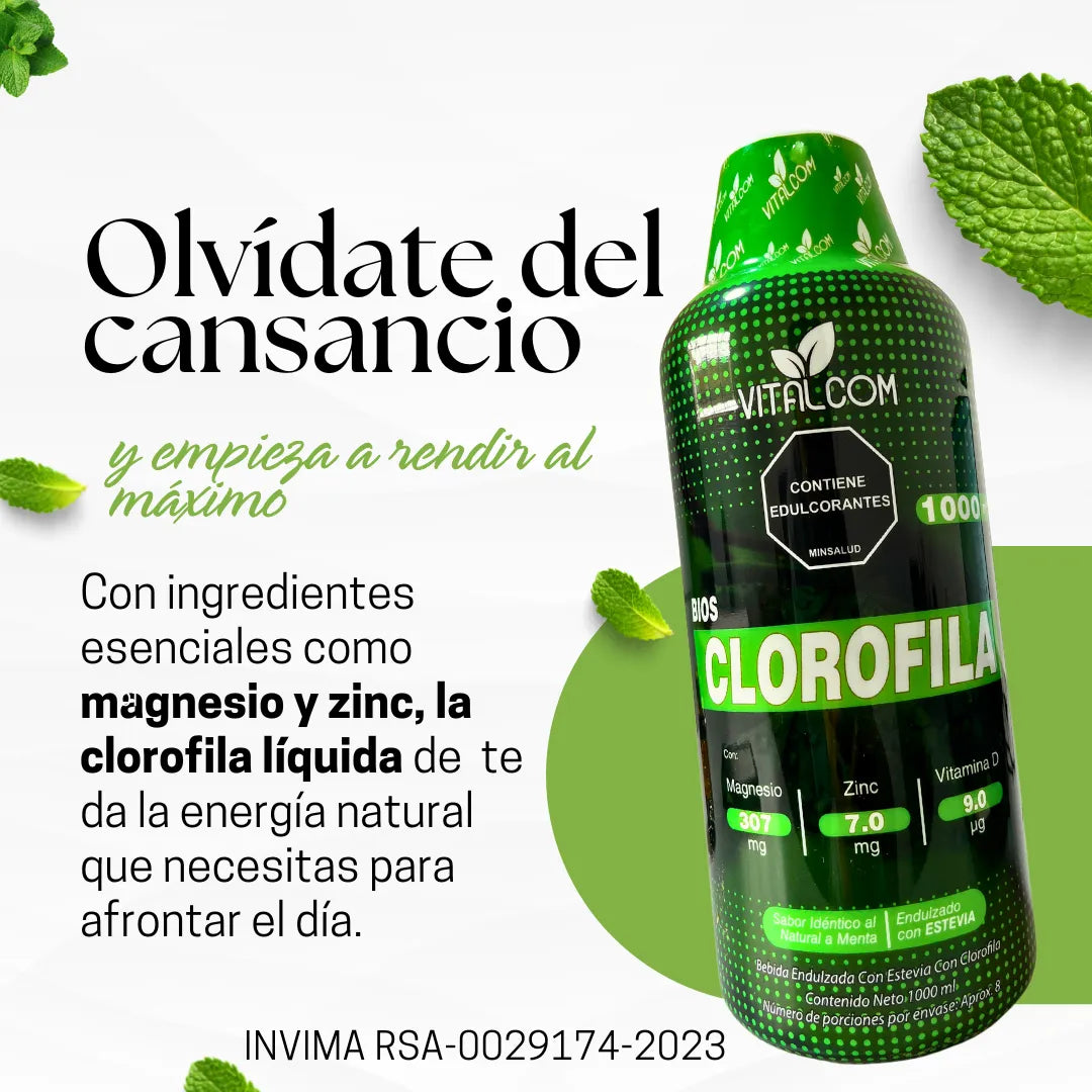 Clorofila Líquida Vitalcom 1000 ml - Desintoxica. Refresca. Energiza.