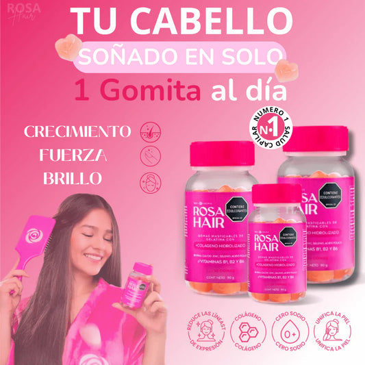 Rosa Hair Gummies™ | Vitaminas para Cabello y Uñas